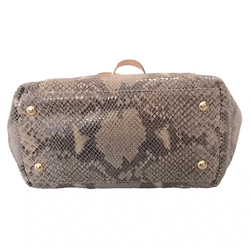 Michael Kors Jet Set Python Embossed Leather Gold Metallic Lined Shoulder Bag